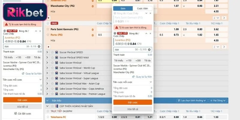 Các loại tỷ lệ chấp bóng Châu Á phổ biến tại Rikbet