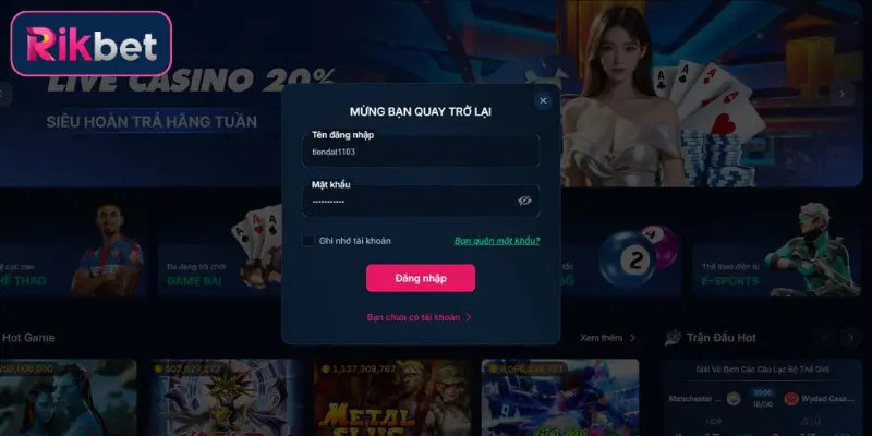 Hướng dẫn đăng nhập Rikbet chi tiết từng bước