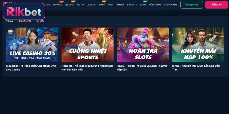 Khuyến mãi Rikbet hấp dẫn, thưởng khủng