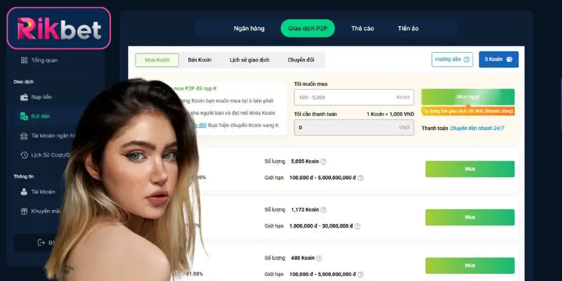 Rút tiền Rikbet qua P2P