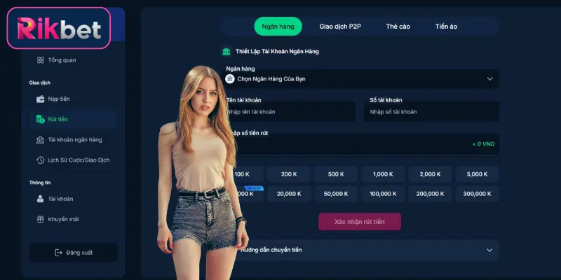 Rút tiền Rikbet về ngân hàng