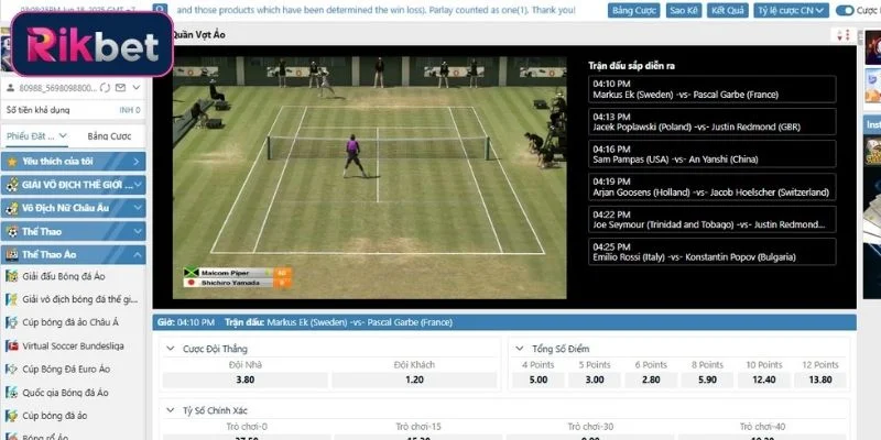 Ưu điểm thu hút người chơi thể thao ảo Quần Vợt